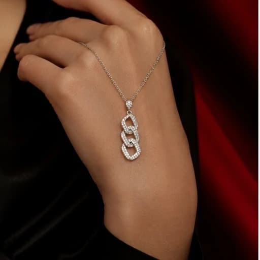 گردنبند نقره لوکس میکرو کارتیر عیار 925 و آبکاری طلاسفید همراه با فاکتور