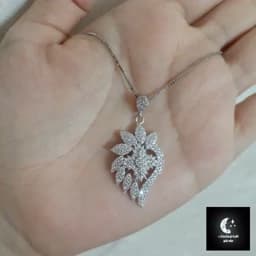 گردنبند نقره زنانه پرکار میکرو باعیار 925 و آبکاری طلا سفید — تصویر ۳