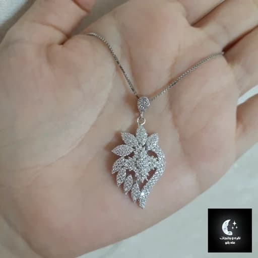 گردنبند نقره زنانه پرکار میکرو باعیار 925 و آبکاری طلا سفید — تصویر ۲