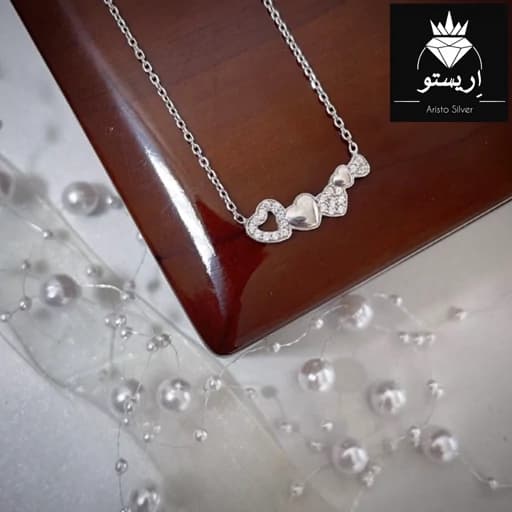 گردنبند نقره قلبی جواهر با زنجیر عیار 925