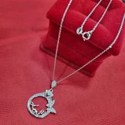 گردنبند نقره (با زنجیر)حلقه عشق عیار استاندارد 925 و آبکاری طلاسفید — تصویر ۳