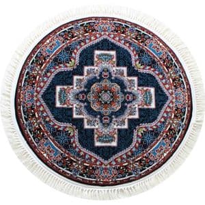 فرش ماشینی مدل گرد طرح ناردون زمینه سرمه ای — تصویر ۶