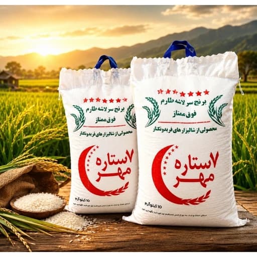 برنج ایرانی سرلاشه طارم هفت ستاره مهر ماه باارسال رایگان (10کیلوگرمی) — تصویر ۲