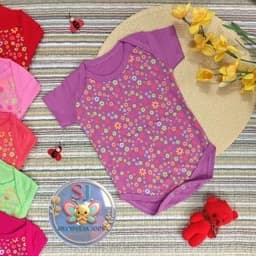 لباس بچگانه بادی آستین دار پنبه ای یقه برگردون زیردکمه دار گلهای بهاری نوزادی دخترونه پسرونه لباس کودک — تصویر ۳