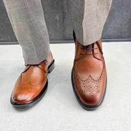 کفش چرم مردانه مجلسی مدل هشترگ عسلی سایز 40 تا 44 — تصویر ۳