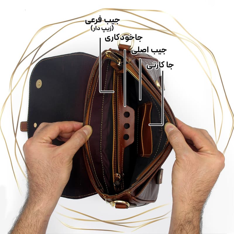 کیف دوشی زنانه مدل چرم طبیعی کد FTH134C — تصویر ۵