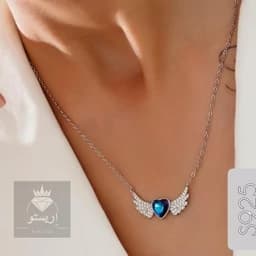 گردنبند نقره قلب بال فرشته با کریستال سواروسکی نقره 925 ایتالیایی و آبکاری طلاسفید — تصویر ۳