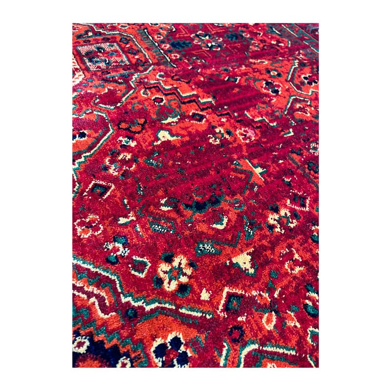 فرش ماشینی 1200 شانه زمینه لاکی حاشیه لاکی طرح بلوچی کد 6047 — تصویر ۵