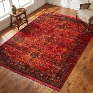 فرش ماشینی 1200 شانه زمینه لاکی حاشیه لاکی طرح بلوچی کد 6047