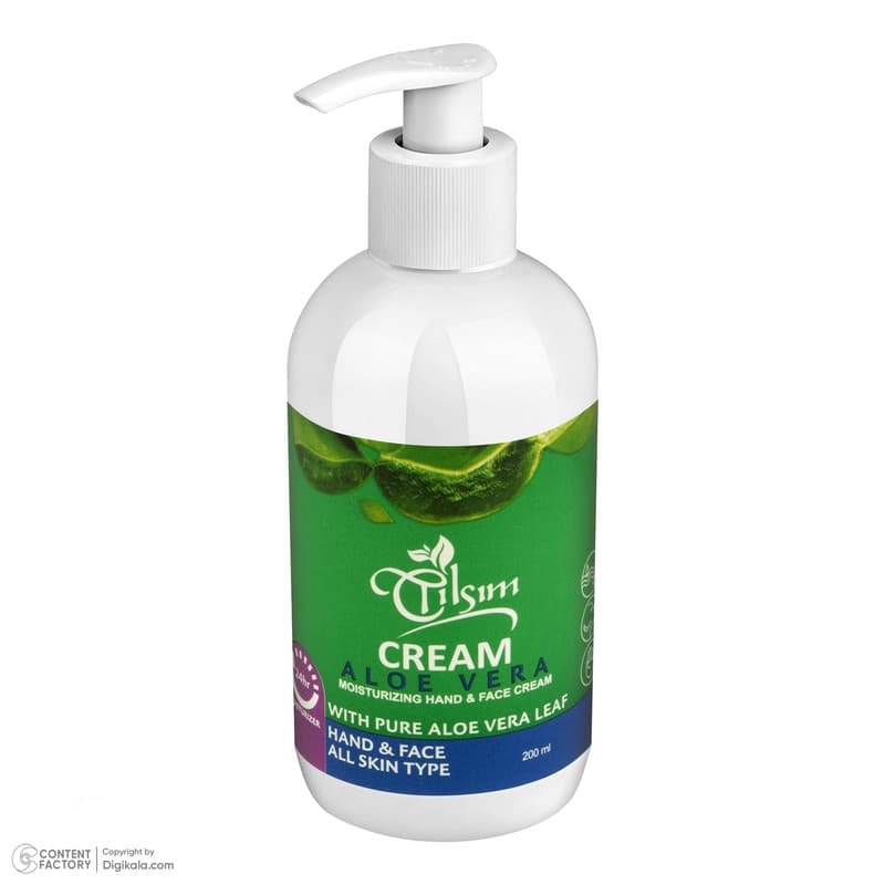 کرم مرطوب کننده دست و صورت تیلسیم مدل Aloe vera مناسب انواع پوست حجم 200 میلی لیتر — تصویر ۲