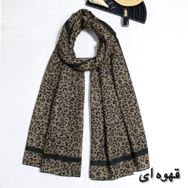 شال زنانه مدل نخی مزونی پترن پلنگی کد ana-7071 — تصویر ۴