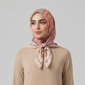 روسری زنانه مدل مینی اسکارف نخی چهارخانه زنجیری