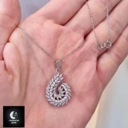 گردنبند نقره زنانه لوکس مارکیز باعیار 925 و آبکاری طلا سفید — تصویر ۳