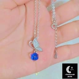 گردنبند نقره زنانه پروانه سواروسکی ایتالیایی باعیار 925 و آبکاری طلا سفید — تصویر ۳