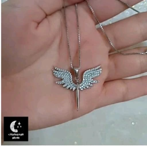 گردنبند نقره فرشته(با زنجیر)عیار 925 و آبکاری طلا سفید — تصویر ۴