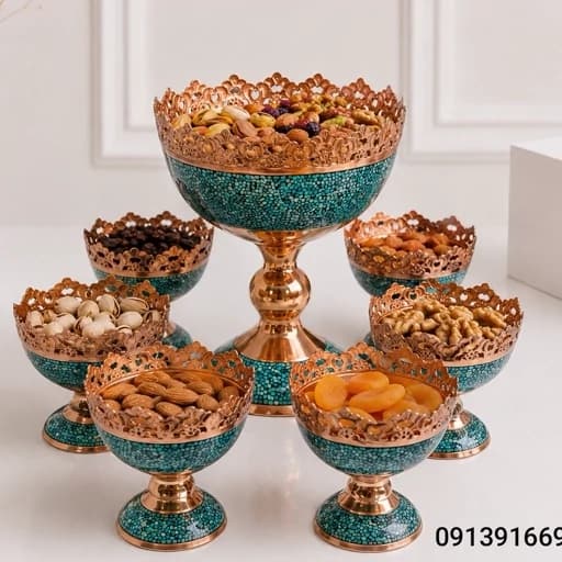 آجیل خوری فیروزه کوبی 7 پارچه صنایع دستی پرنسا