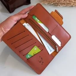 کیف پول زنانه .چرم طبیعی .تمام دستدوز — تصویر ۳