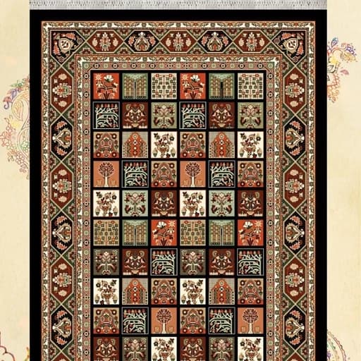 گلیم فرش ماشینی کاشان طرح خشتی مشکی6متری(هزینه ارسال باخریداروپس کرایه میباشد) — تصویر ۲