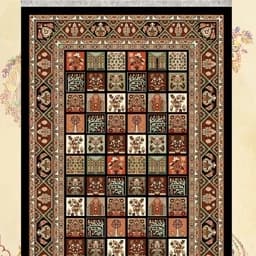 گلیم فرش ماشینی کاشان طرح خشتی مشکی6متری(هزینه ارسال باخریداروپس کرایه میباشد) — تصویر ۳