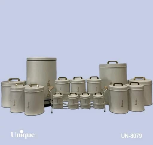 سرویس آشپزخانه 16 پارچه طوسی روشن درب فلزی یونیک کد UN-8079 (پس کرایه)