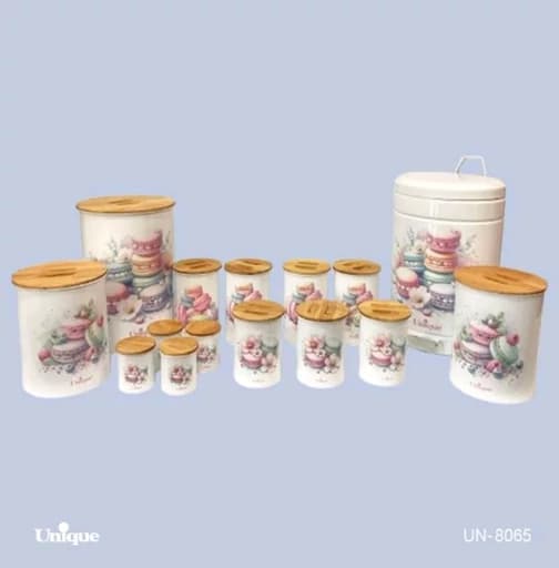 سرویس آشپزخانه 15 پارچه دکورسفید ماکارون بامبو یونیک کد UN-8065 (پس کرایه)