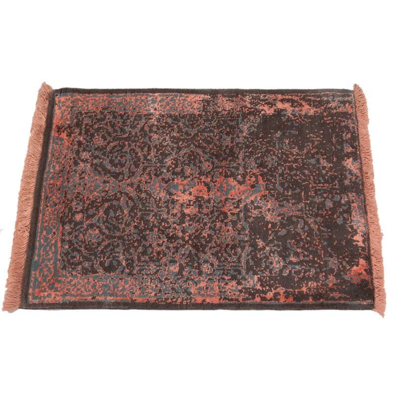 فرش ماشینی 700 شانه زمینه دودی رنگی حاشیه نارنجی مدل مدرن الیاف پشم طبیعی کد IPK81903 — تصویر ۴