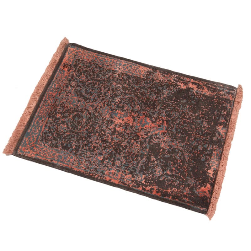 فرش ماشینی 700 شانه زمینه دودی رنگی حاشیه نارنجی مدل مدرن الیاف پشم طبیعی کد IPK81903 — تصویر ۳