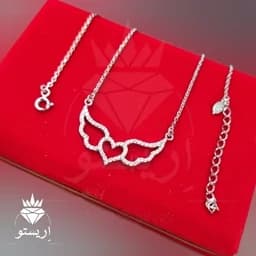 گردنبند نقره قلب بال دار عیار 925 با آبکاری طلاسفید به همراه زنجیر — تصویر ۵