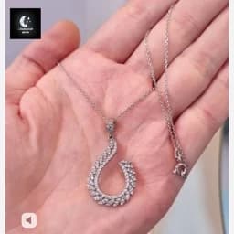 گردنبند نقره زنانه پرکار میکروعیار925 با آبکاری طلا سفید — تصویر ۵