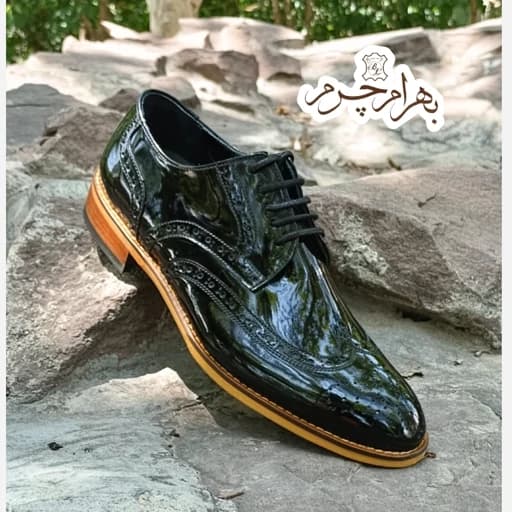 کفش مردانه مجلسی چرم طبیعی مدل ویلسون ورنی مشکی