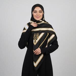 روسری زنانه مدل ابریشم لاکچری مزونی دور حاشیه کد 7040