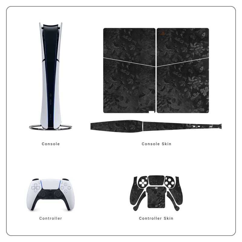 برچسب کنسول و دسته بازی ماهوت PS5 Slim Digital Edition مدل Black Wildflower — تصویر ۴