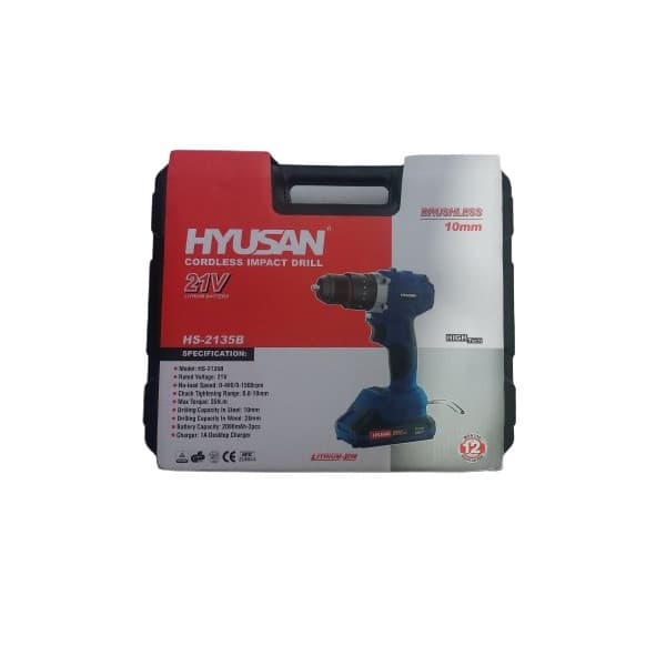 دریل پیچ گوشتی شارژی براشلس چکشی 21 ولت هیوسان مدل HS2135B — تصویر ۲