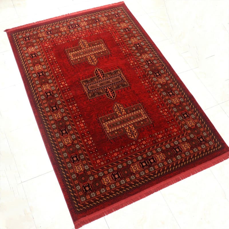 فرش ماشینی بزرگمهر طرح بلوچی کد78005 زمینه لاکی — تصویر ۲