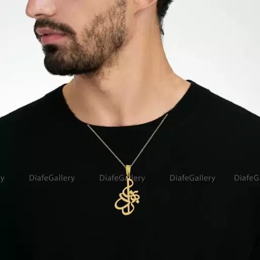 گردنبند نقره اسم بهزاد پلاک نقره عیار 925 با آبکاری طلا و زنجیر استیل رنگ ثابت -1 — تصویر ۲
