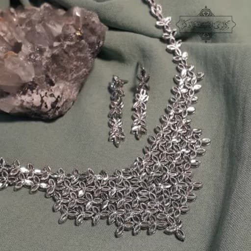 گردنبند و گوشواره نقره آبکاری طلا مشابه طلا — تصویر ۲