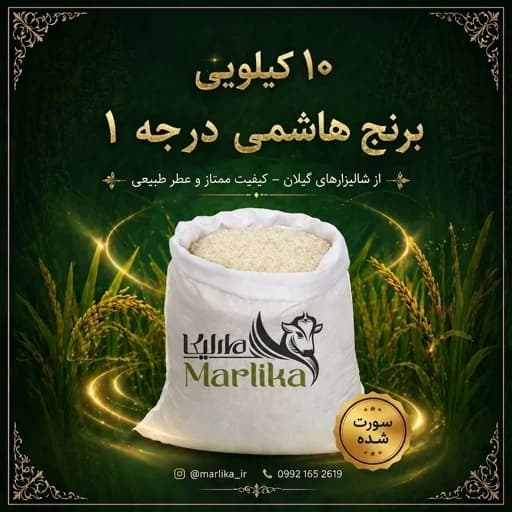 برنج هاشمی گیلان 10 کیلویی (سورت شده) / خوش قیمت ولی ممتاز ( تضمینی )