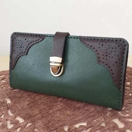 کیف پول زنانه با چرم گاوی و دست دوز — تصویر ۲