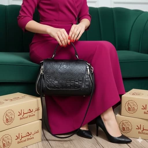 کیف دوشی زنانه دخترانه تمام چرم طبیعی گاوی درجه یک رنگ مشکی تمام دست دوز بند چرمی دوشی بلند قابل تنظیم داخل کیف تک خانه — تصویر ۴