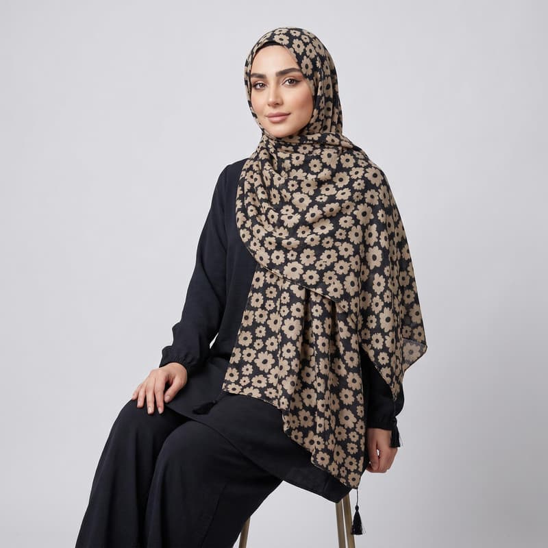 شال زنانه مدل موهر گل بابونه ای پاییزی — تصویر ۷