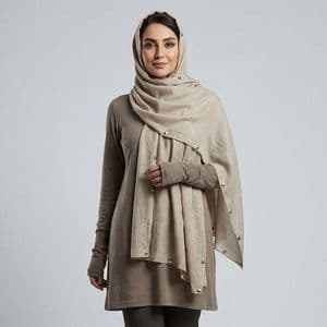 شال زنانه مدل نخی پفکی حاشیه پانچی کد a-7056