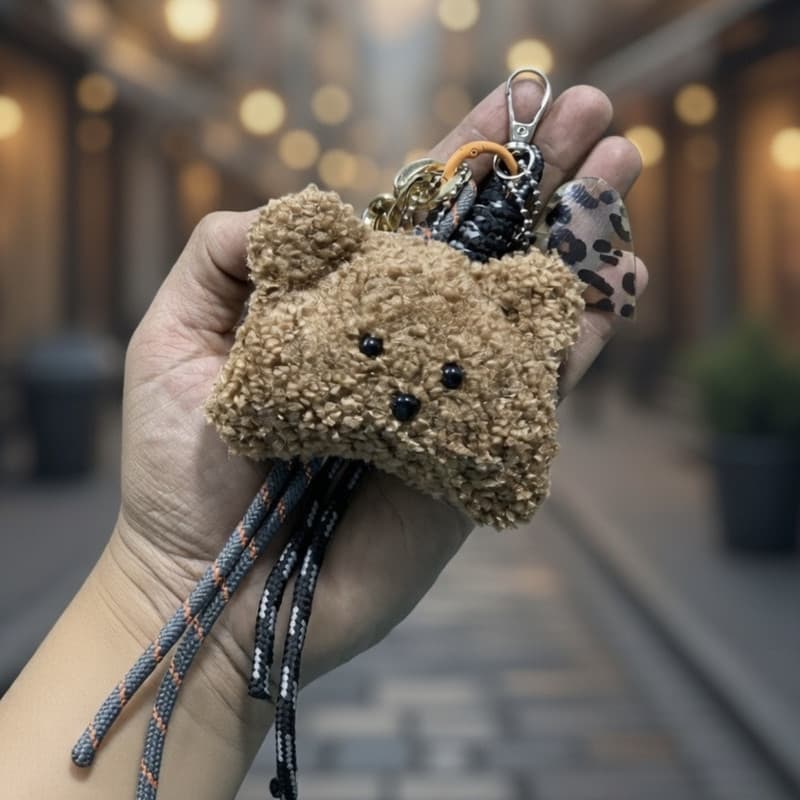 آویز کیف زنانه مدل چارم بگ طرح خرس تدی — تصویر ۲