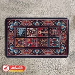 گلیم پادری ماشینی کاشان طرح خشتی سرمه ای سایز 50در 80 — تصویر ۳
