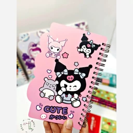 دفترچه یادداشت فانتزی کرومی فنری 50 برگ حاشیه دار اکلیلی