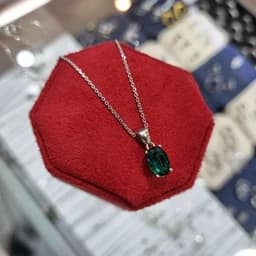 گردنبند نقره زنانه جواهری نگین سبز آبی ایتالیایی عیار 925 با آبکاری طلا سفید — تصویر ۳