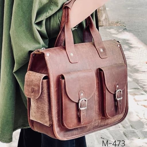 کیف دستی زنانه چرم طبیعی دست دوز مدل 473