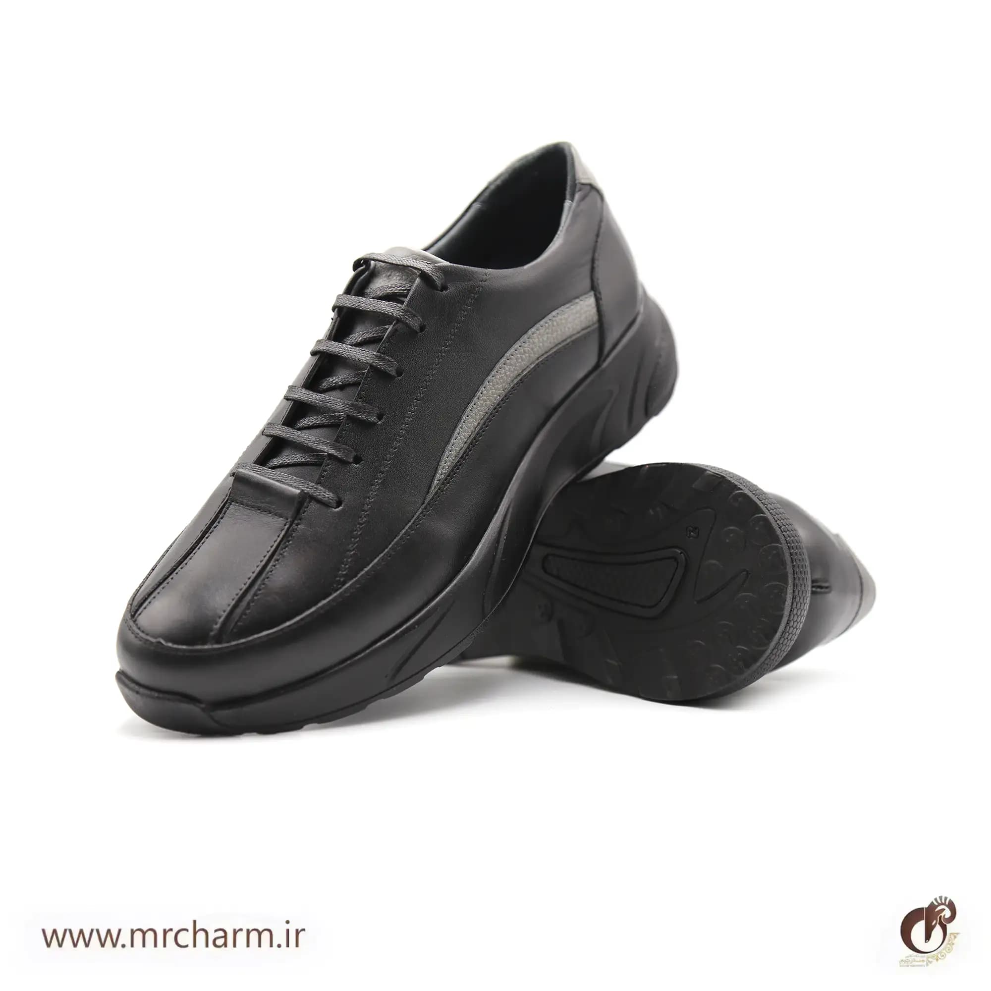 کفش چرم اسپرت مردانه مشکی mrc1121-08 — تصویر ۵