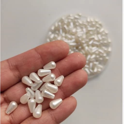 مروارید اشکی سفید و کرم 50 عددی مروارید لباس مجلسی مانتو شال روسری بچگانه دخترانه خرازی ارسال رایگان