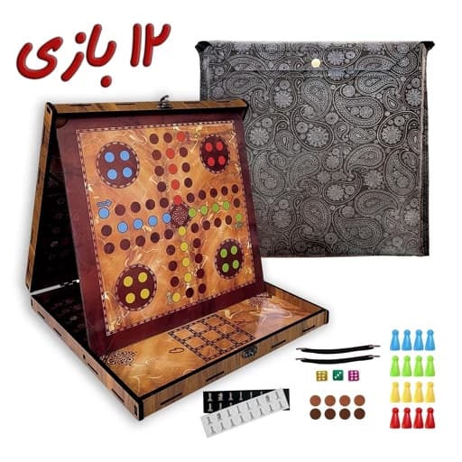 بازی فکری آموزشی 12 بازی با کیف ترمه و جعبه