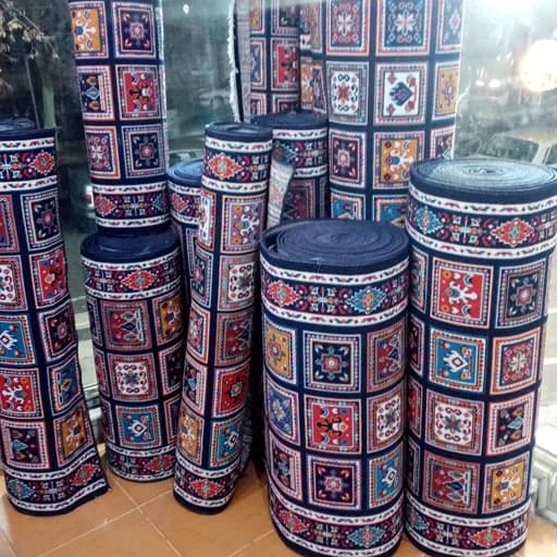 گلیم فرش ماشینی کاشان طرح کژال سرمه ای کناره برشی (2/30*1/20)پس کرایه
